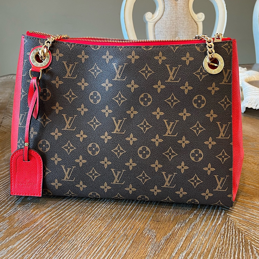 Surene Handbag Monogram Canvas with Leather (Red)